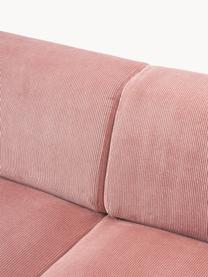 Canapé d'angle 4 places en velours côtelé Melva, Velours côtelé vieux rose, larg. 319 x prof. 195 cm, méridienne à gauche