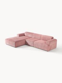 Cord-Ecksofa Melva (4-Sitzer), Bezug: Cord (92% Polyester, 8% P, Gestell: Massives Kiefernholz, Spa, Füße: Kunststoff Dieses Produkt, Cord Altrosa, B 319 x T 195 cm, Eckteil links