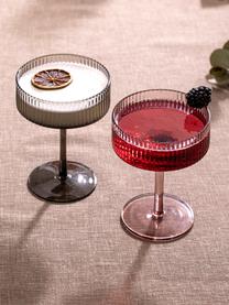 Ručne fúkané poháre na šampanské s drážkovou štruktúrou Erskine, 4 ks, Fúkané sklo, Sivá, Ø 11 x V 14 cm, 250 ml