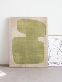 Wandobject Minimalism uit zijde in groen, Zijde, Groen, beige, B 50 x H 65 cm