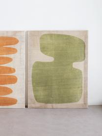 Wandobject Minimalism uit zijde in groen, Zijde, Groen, beige, B 50 x H 65 cm