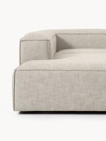 Sofa modułowa z mieszanki lnu Lennon, Tapicerka: 50% wiskoza, 25% len, 15%, Nogi: tworzywo sztuczne Ten pro, Szara mieszanka lnu, S 418 x G 269 cm, prawostronna