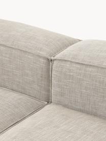 Sofa modułowa z mieszanki lnu Lennon, Tapicerka: 50% wiskoza, 25% len, 15%, Nogi: tworzywo sztuczne Ten pro, Szara mieszanka lnu, S 418 x G 269 cm, prawostronna