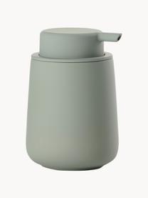Dosificador de jabón de porcelana Nova One, Recipiente: porcelana, Dosificador: plástico, Verde salvia, Ø 8 x Al 12 cm