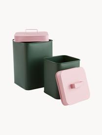 Set di 2 contenitori per alimenti Luca, Metallo rivestito, Verde scuro, rosa chiaro, Set in varie misure