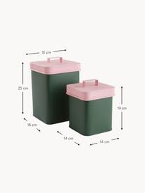 Set di 2 contenitori per alimenti Luca, Metallo rivestito, Verde scuro, rosa chiaro, Set in varie misure