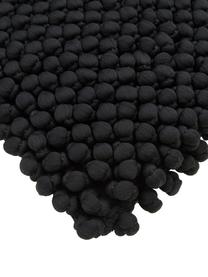 Federa arredo con palline in tessuto color nero Iona, Retro: 100% cotone, Nero, Larg. 45 x Lung. 45 cm