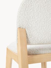 Chaise rembourrée en bouclette Neelia, Bouclette blanc, frêne clair, larg. 54 x prof. 46 cm