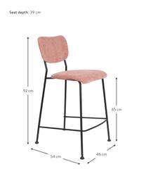 Taburete alto de pana Beson, Estructura: metal con pintura en polv, Rosa, An 46 x Al 92 cm