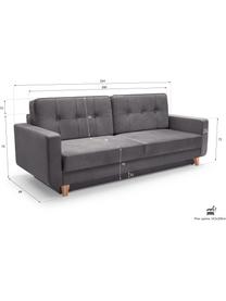 Sofá cama Tokio (2 plazas), con espacio de almacenamiento, Tapizado: 100% poliéster, Gris, An 228 x F 89 cm