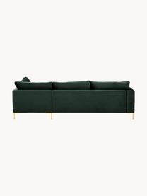 Samt-Ecksofa Luna, Bezug: Samt (100 % Polyester), O, Gestell: Massives Buchenholz, Schi, Samt Dunkelgrün, B 280 x T 184 cm, Eckteil links