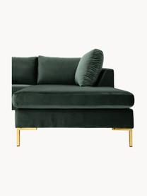 Samt-Ecksofa Luna, Bezug: Samt (100 % Polyester), O, Gestell: Massives Buchenholz, Schi, Füße: Metall, galvanisiert Das , Samt Dunkelgrün, B 280 x T 184 cm, Eckteil links