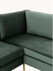 Samt-Ecksofa Luna, Bezug: Samt (100 % Polyester), O, Gestell: Massives Buchenholz, Schi, Samt Dunkelgrün, B 280 x T 184 cm, Eckteil links