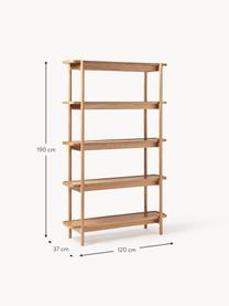 Hohes Holz-Regal Libby, Füße: Massives Eichenholz, lack, Helles Holz, B 120 x H 190 cm