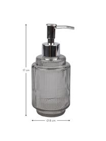 Zeepdispenser Ligia van geribbeld glas, Glas, Grijs, transparant, zilverkleurig, Ø 8 cm