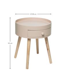 Mesa auxiliar First, Estructura: tablero de fibras de dens, Patas: madera de roble con acaba, Rosa palo, Ø 38 x Al 45 cm