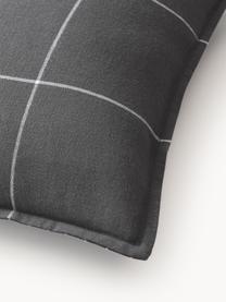 Taie d'oreiller réversible en flanelle de coton à carreaux Noelle, Anthracite, blanc, larg. 50 x long. 70 cm