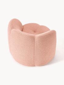 Sillón en tejido bouclé Fleur, Tapizado: tejido bouclé (100% polié, Estructura: madera de eucalipto maciz, Rosa claro, An 105 x F 95 cm