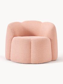 Sillón en tejido bouclé Fleur, Tapizado: tejido bouclé (100% polié, Estructura: madera de eucalipto maciz, Rosa claro, An 105 x F 95 cm