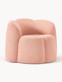 Bouclé loungefauteuil Fleur, Bekleding: bouclé (100% polyester) M, Frame: massief eucalyptushout Di, Lichtroze, B 105 x D 95 cm