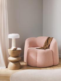 Fauteuil lounge tissu bouclé Fleur, Rose pâle, larg. 105 x prof. 95 cm