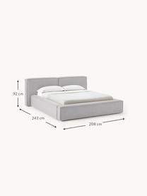 Letto imbottito con contenitore Lennon, Rivestimento: 100% poliestere Il rivest, Struttura: legno di pino massiccio, , Piedini: legno, plastica Questo pr, Tessuto grigio, Larg. 248 x Lung. 243 cm (superfice 180 x 200 cm)