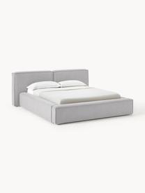 Čalúnená posteľ s úložným priestorom Lennon, Sivá, Celkové rozmery: Š 248 x H 243 cm (spacia plocha Š 180 x D 200 cm)