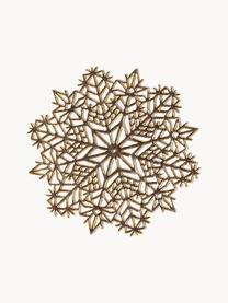 Tovagliette americane dorate Snowflake 6 pz, Plastica, Dorato, Ø 10 x Alt. 1 cm