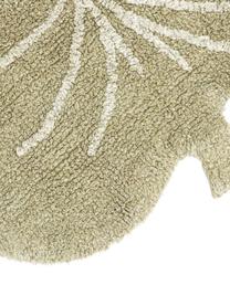 Handgewebter Kinderteppich Mini Monstera mit Hoch-Tief-Effekt, Flor: 97 % Baumwolle, 3 % Kunst, Olivgrün, Off White, B 75 x L 100 cm (Größe XS)