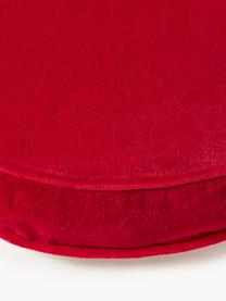 Handgefertigtes Woll-Dekokissen Quaalude, Vorderseite: 100 % Wolle, Rückseite: Samt (100 % Baumwolle), Off White, Blau, Rot, Ø 36 cm