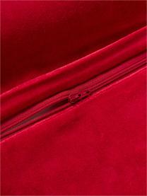 Handgefertigtes Woll-Dekokissen Quaalude, Vorderseite: 100 % Wolle, Rückseite: Samt (100 % Baumwolle), Off White, Blau, Rot, Ø 36 cm