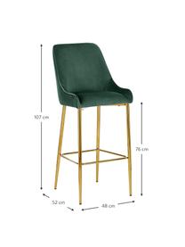 Tabouret de bar en velours Ava, Velours vert foncé, larg. 48 x haut. 107 cm