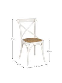 Sedia bianca Cross, Struttura: legno di betulla rivestit, Seduta: rattan, Bianco crema, marrone chiaro, Larg. 51 x Prof. 52 cm