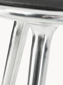 Barkruk High Stool, Poten: gecoat aluminium, Zitvlak: leer, Leer zwart, zilverkleurig, B 45 x H 69 cm