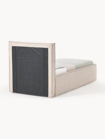 Cama individual Dream, con espacio de almacenamiento, Tapizado: poliéster (borreguillo) A, Estructura: madera de pino maciza y m, Tejido beige, An 90 x L 200 cm