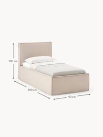 Eenpersoonsbed Dream met opbergruimte, Bekleding: polyester (gestructureerd, Geweven stof beige, B 90 x L 200 cm