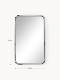 Eckiger Wandspiegel Blake, Rahmen: Edelstahl, Spiegelfläche: Spiegelglas, Rückseite: Mitteldichte Holzfaserpla, Silberfarben, B 50 x H 80 cm