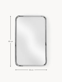 Eckiger Wandspiegel Blake, Rahmen: Edelstahl, Spiegelfläche: Spiegelglas, Rückseite: Mitteldichte Holzfaserpla, Silberfarben, B 50 x H 80 cm