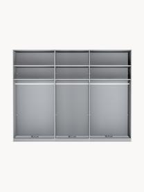 Schwebetürenschrank Monaco, 3-türig, Korpus: Holzwerkstoff, foliert, Leisten: Metall, beschichtet, Beige, B 279 x H 217 cm