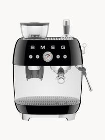 Kaffeemaschine 50's Style mit Siebträger, Aluminium-Druckguss, Edelstahl, Kunststoff, Schwarz, B 45 x H 50 cm