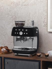 Kaffeemaschine 50's Style mit Siebträger, Aluminium-Druckguss, Edelstahl, Kunststoff, Schwarz, glänzend, B 45 x H 50 cm