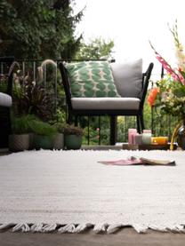 Handgewebter In- & Outdoor-Teppich Nador mit Fransen, 100 % Polyethylen, Hellbeige, B 80 x L 150 cm (Größe XS)