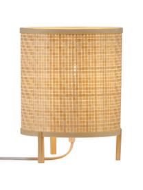 Kleine tafellamp Trinidad van bamboehout, Lampenkap: bamboehouten vlechtwerk, Lampvoet: bamboehout, Bruin, Ø 19 x H 25 cm