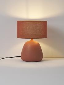 Keramik-Tischlampe Eileen, Lampenschirm: Leinen (100 % Polyester), Terrakotta, matt, Ø 26 cm x H 35 cm