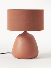 Lámpara de mesa de cerámica Eileen, Pantalla: lino (100% poliéster), Cable: cubierto en tela, Terracota mate, Ø 26 x Al 35 cm