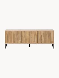 Meuble TV en chêne cannelé Avourio, 3 portes, Bois, larg. 150 x haut. 56 cm