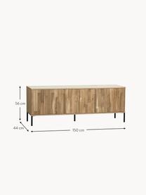 Tv-meubel Avourio met geribde voorzijde, 3 deuren, Poten: gecoat metaal Dit product, Hout, B 150 cm x H 56 cm