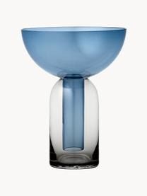 Vase en verre soufflé bouche Torus, haut. 20 cm, Verre, Bleu, gris foncé, transparent, Ø 15 x haut. 20 cm