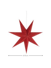 Estrella navideña de terciopelo Orby, Papel, terciopelo, Rojo, Ø 75 cm