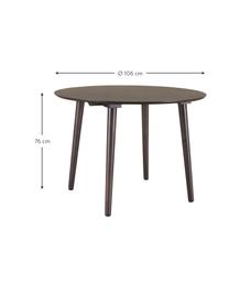 Ronde houten eettafel Jolina van rubberhout, Ø 106 cm, Tafelblad: MDF, Poten: massief rubberhout, Rubberhout, bruin, Ø 106 cm x H 76 cm